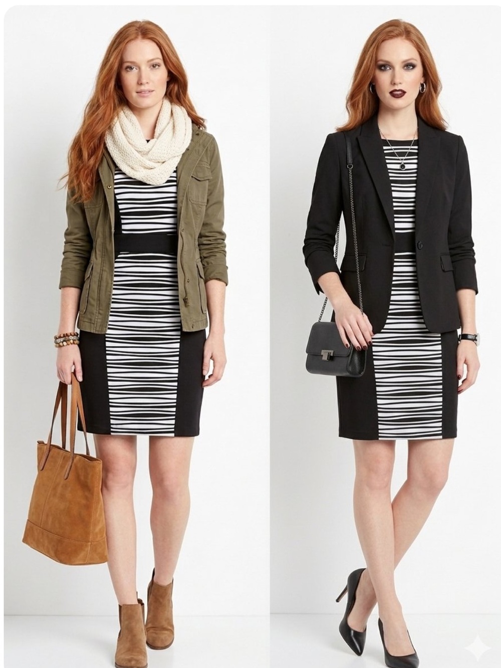 Studio One New York Optical Illusion Color-block Tailored Sheath Dress